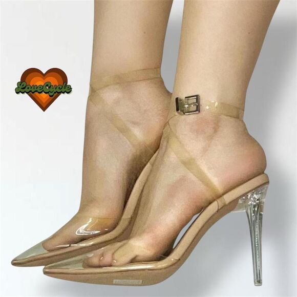 Missguided Perspex Clear Pointed Toe Heels – Size US 8 - Picture 3 of 8